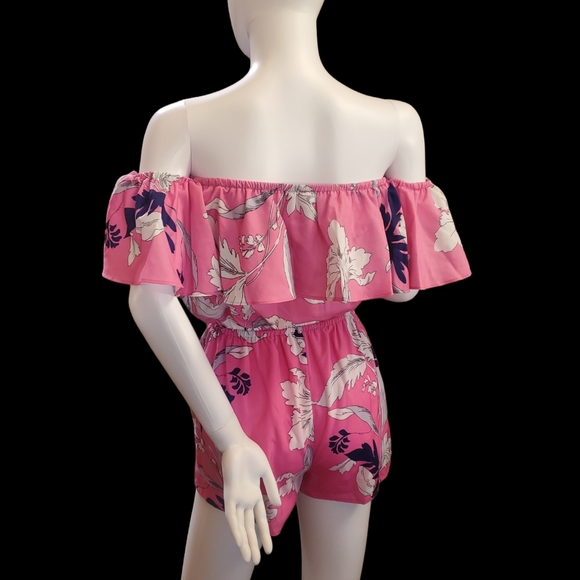 Yumi Kim Eastern Garden Pink Off The Shoulder Romper, Size XS, NWT - Picture 6 of 11